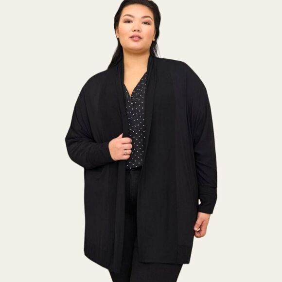 TORRID Super Soft Black Cardigan Dolman Sleeves open Front 2X - Picture 1 of 15